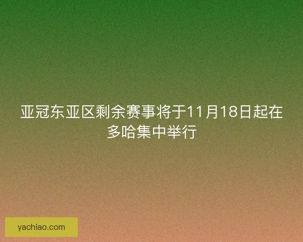 亚冠东亚区剩余赛事将于11月18日起在多哈集中举行 亚冠东亚区剩余赛事将于11月18日起在多哈集中举行